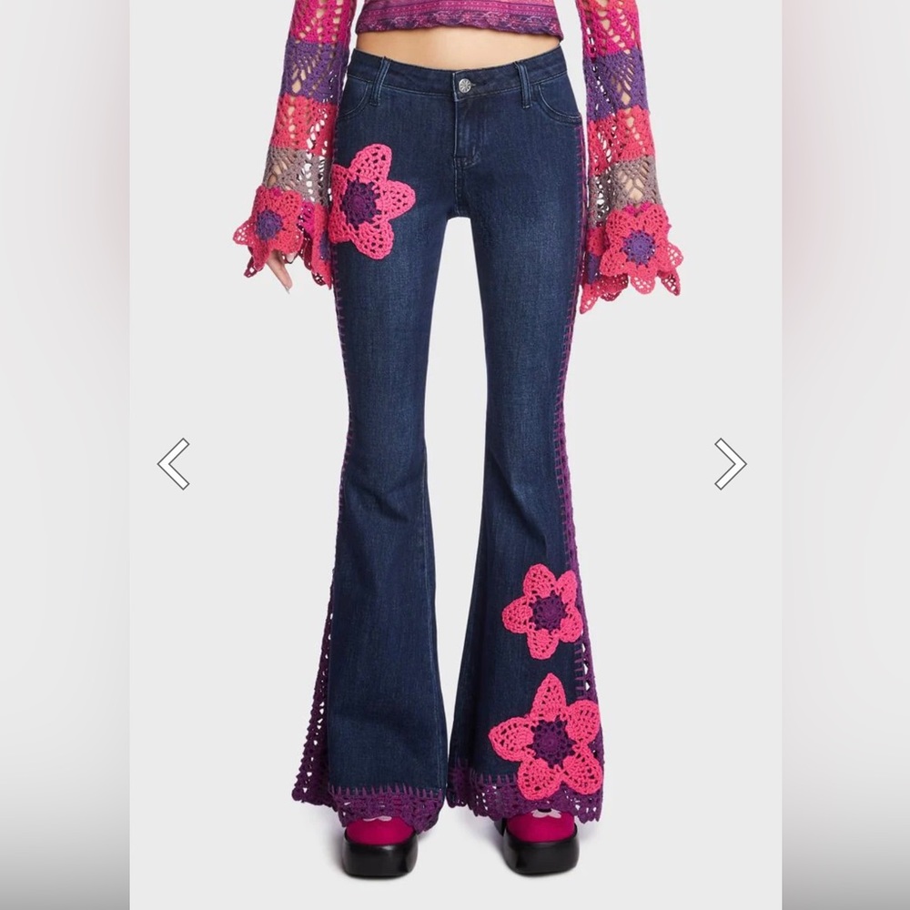 Brand New Dolls Kill Crochet Jeans